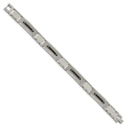 Stainless Steel Polished and Textured Black IP-plated 8.75in Bracelet