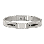 Stainless Steel Polished and Textured Black IP-plated 8.75in Bracelet