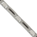 Stainless Steel Polished and Textured Black IP-plated 8.75in Bracelet