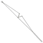 Stainless Steel Polished w/Preciosa Crystal MultiStrand w/2in ext. Bracelet