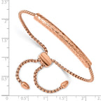 Chisel Stainless Steel Polished and Hammered Rose IP-plated Adjustable Bar Bracelet