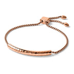 Chisel Stainless Steel Polished and Hammered Rose IP-plated Adjustable Bar Bracelet