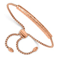 Chisel Stainless Steel Polished and Hammered Rose IP-plated Adjustable Bar Bracelet