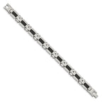 Stainless Steel Polished & Textured Black IP-plated Wire Inlay 8.5in Bracel