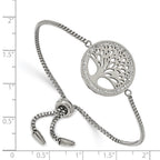 Chisel Stainless Steel Polished with Preciosa Crystal Tree of Life Adjustable Bracelet
