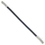 Chisel Stainless Steel Polished Blue Wire and Black Polyurethane Adjustable 7.75 to 8.25 inch Bracelet