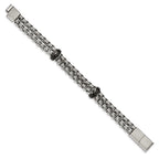 Stainless Steel Polished Black IP-plated 8in w/.5in ext. Bracelet