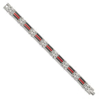 Chisel Stainless Steel Polished with Black Carbon Fiber and Red Fiberglass Inlay 9.25 inch Link Bracelet