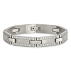 Stainless Steel Brushed with CZ 8.5in Bracelet