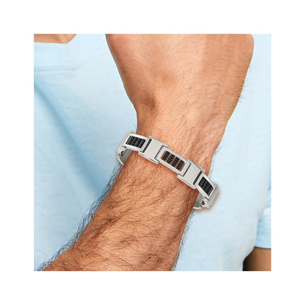 Stainless Steel Polished Black IP-plated 8.5in Bracelet