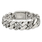 Chisel Stainless Steel Polished and Textured Snake Skin Design 8.5 inch Curb Bracelet