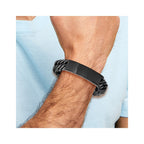 Chisel Stainless Steel Brushed Black IP-plated Curb Chain 9 inch ID Bracelet