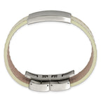 Stainless Steel Brushed White Leather 8.5in ID Bracelet