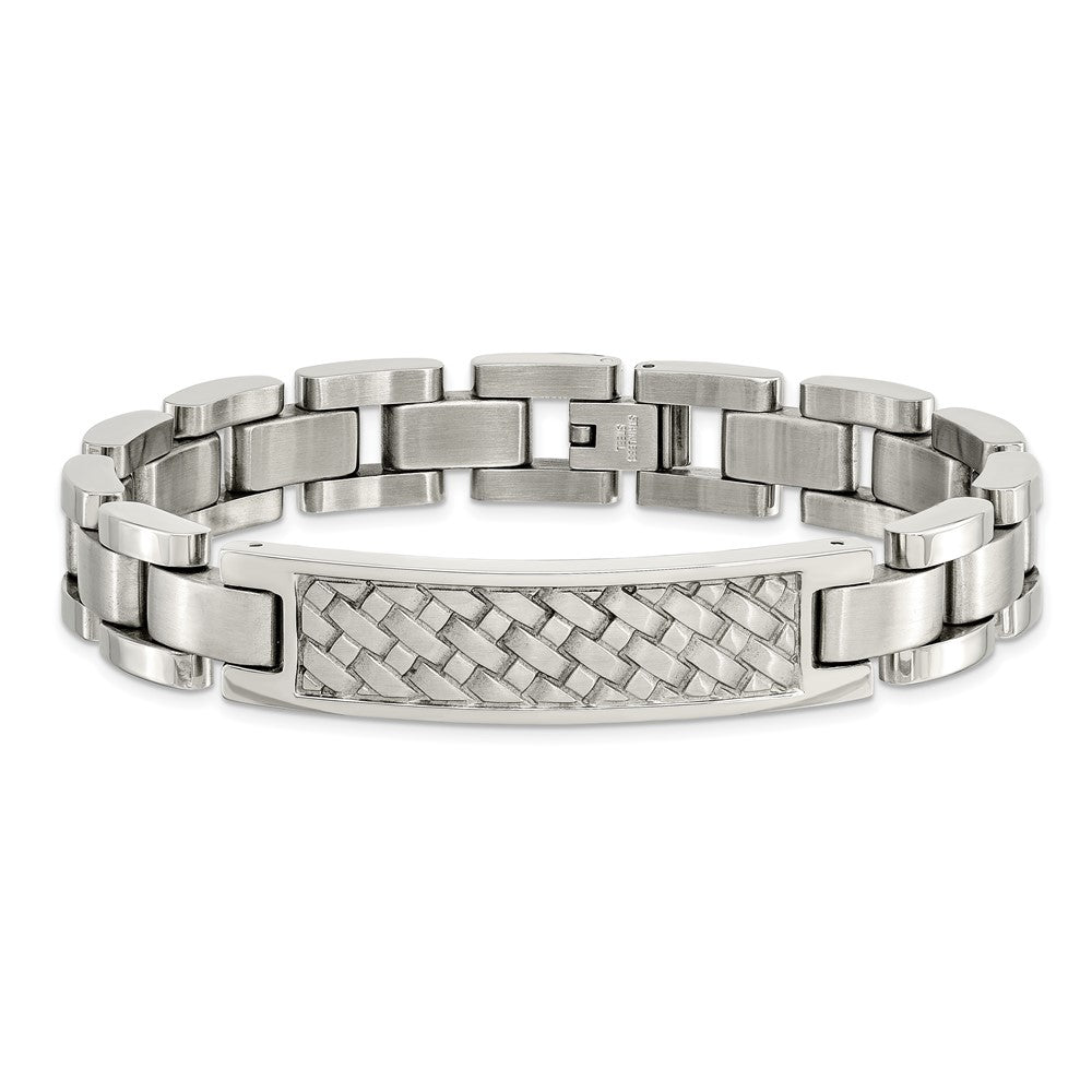 Stainless Steel Brushed and Polished Weaved Pattern 8.5in ID Bracelet