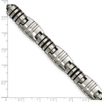 Stainless Steel Brushed and Polished with Black Enamel 8.25in Bracelet