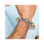 Chisel Stainless Steel Antiqued and Polished with Gold Tin Epoxy Resin 9 inch Link Bracelet