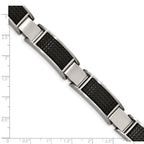 Chisel Stainless Steel Brushed and Textured Black IP-plated 8 inch Link Bracelet with .5 inch Extension