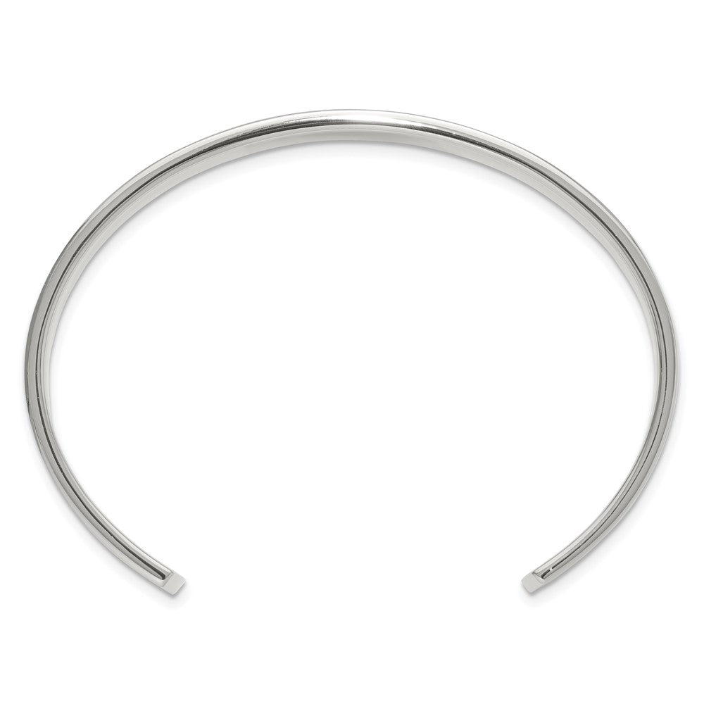 Chisel Stainless Steel with 18k Gold Accent Polished and Textured with 1/20 carat Diamond Cuff Bangle