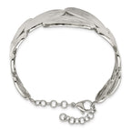 Stainless Steel Polished & Hammered w/1.5in ext. Bangle Bracelet