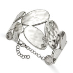 Stainless Steel Polished & Hammered w/1.5in ext. Bangle Bracelet