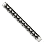 Chisel Stainless Steel Polished with Black Rubber 8.75 inch Bracelet