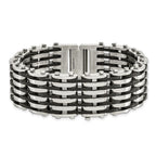 Chisel Stainless Steel Polished with Black Rubber 8.75 inch Bracelet