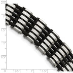 Chisel Stainless Steel Polished with Black Rubber 8.75 inch Bracelet