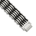 Chisel Stainless Steel Polished with Black Rubber 8.75 inch Bracelet