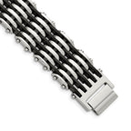 Chisel Stainless Steel Polished with Black Rubber 8.75 inch Bracelet