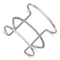Stainless Steel Polished Beaded Cuff Bangle