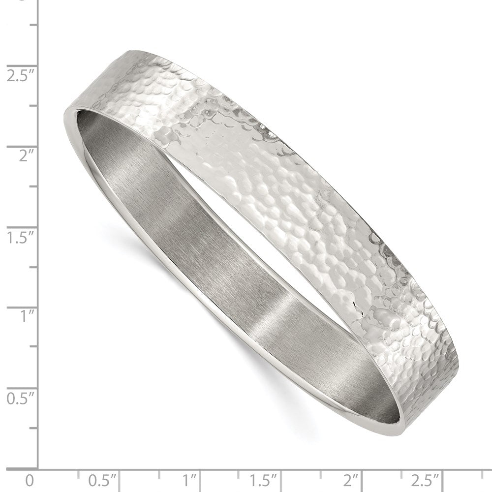 Stainless Steel Brushed and Polished Hammered Bangle