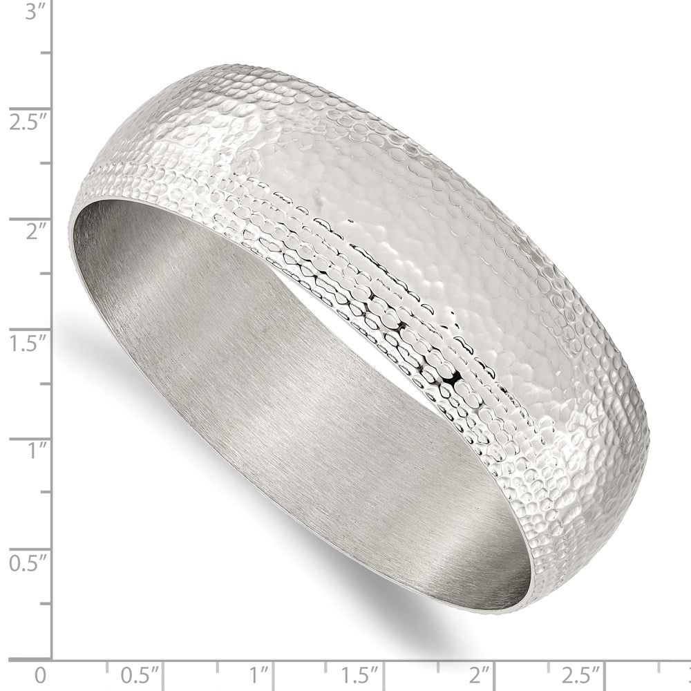 Stainless Steel Brushed and Polished Hammered Bangle