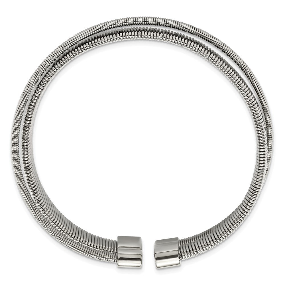 Stainless Steel Polished and Textured Moveable Cuff Bracelet