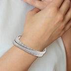 Stainless Steel Polished and Textured Moveable Cuff Bracelet