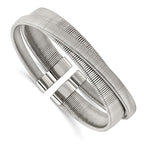 Stainless Steel Polished and Textured Moveable Cuff Bracelet