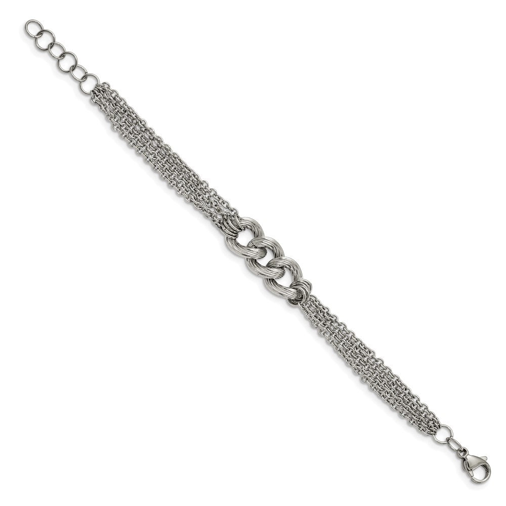 Stainless Steel Polished Oval Multi Chain 6.5in w/1in ext. Bracelet