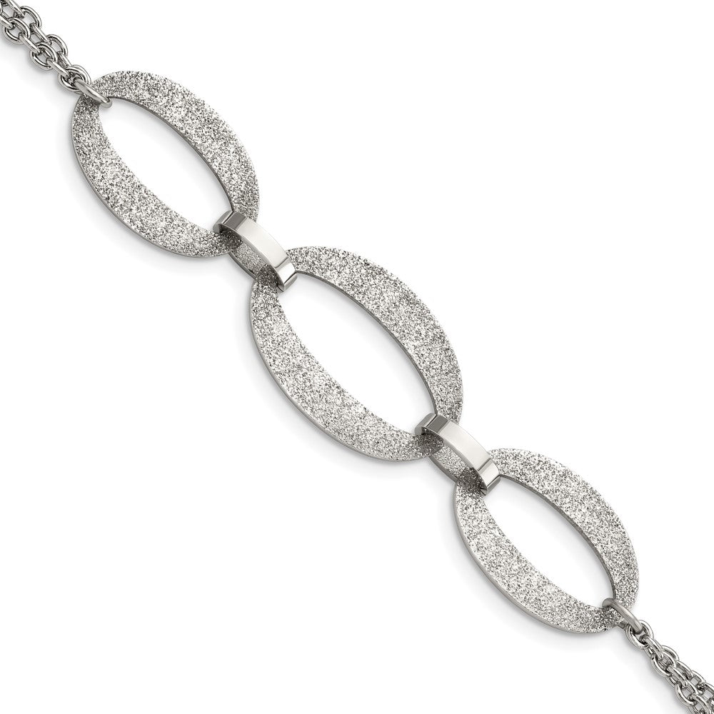 Stainless Steel Polished Laser Cut 7in w/.5in ext. Bracelet