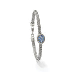 Stainless Steel Polished and Textured Blue Crystal 7.25 in Bracelet