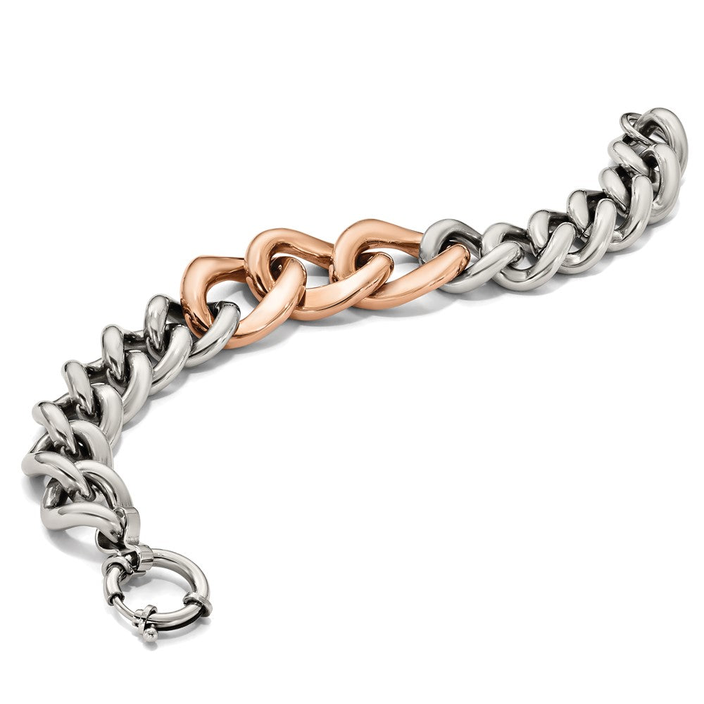 Stainless Steel Polished Rose IP-plated 7.5in Bracelet