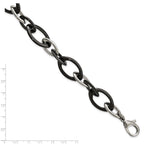 Chisel Stainless Steel Polished with Black Ceramic 8 inch Open Link Bracelet