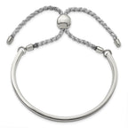 Chisel Stainless Steel Polished Bar Adjustable Fabric Cord Bangle Bracelet