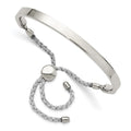 Chisel Stainless Steel Polished Bar Adjustable Fabric Cord Bangle Bracelet
