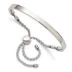 Chisel Stainless Steel Polished Bar Adjustable Fabric Cord Bangle Bracelet