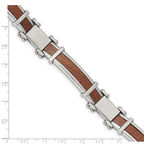 Chisel Stainless Steel Polished with Wood Inlay 8.25 inch Link Bracelet