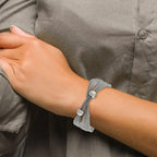 Stainless Steel Polished Bead Mesh 7in Bracelet