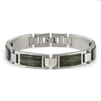 Chisel Stainless Steel Brushed with Grey Wood Inlay 8.75 inch Link Bracelet