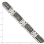 Chisel Stainless Steel Brushed with Grey Wood Inlay 8.75 inch Link Bracelet