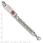 Chisel Stainless Steel Polished with Red Enamel Medical ID 8.5 inch Bracelet