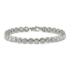Chisel Stainless Steel Polished Round CZ Link 7 inch Bracelet with 1 inch Extension