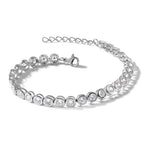 Chisel Stainless Steel Polished Round CZ Link 7 inch Bracelet with 1 inch Extension